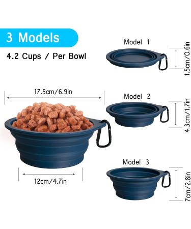 Petbonus Foldable Dog Bowls - 2 Pack Silicone Leak-Proof Travel Bowls for Dogs (1000ml Army Green & Marine Blue) - Buy Online on GoSupps.com