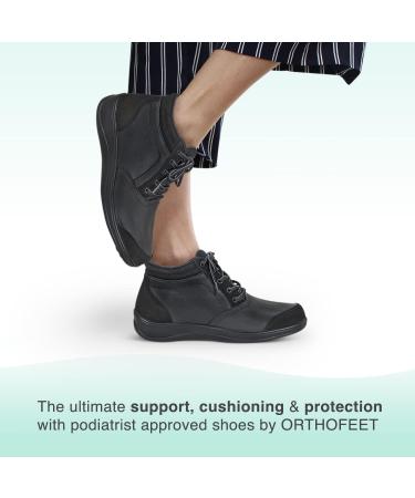 Orthofeet Women's Orthopedic Boots for Plantar Fasciitis Relief - Arch Support Slippers with Ergonomic Sole - Milano 8 Wide Black - Buy Online on GoSupps.com