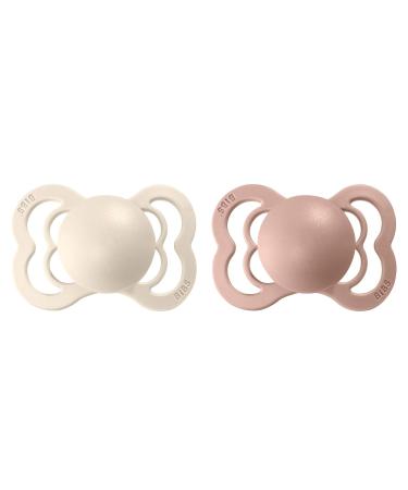 BIBSS Supreme Schnuller 2-Pack | BPA-Free Silicone Pacifiers for 0-6 Months | Made in Denmark | Ivory & Blush - Buy Online on GoSupps.com