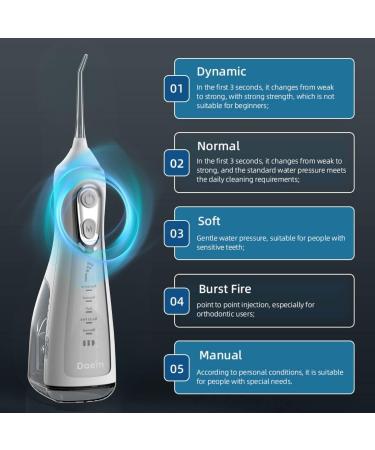 Dae'm Water Flosser - Cordless Teeth Cleaner Portable Dental Irrigator 300ML IPX7 Waterproof 5 Modes for Oral Care - Rechargeable & Ideal for Home and Travel (White - Buy Online on GoSupps.com