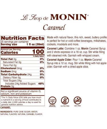 Monin Premium Gourmet Syrup Caramel 1L - Buy Online on GoSupps.com