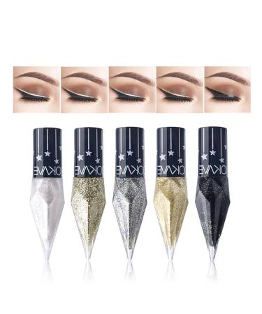 Go Ho Glitter Liquid Eyeliner Set - 5 Colors Metallic Shimmer | Korean Makeup Waterproof Long Lasting Formula for Sparkle Eyes - Buy Online on GoSupps.com