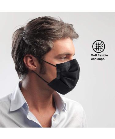 NU R 10pcs 3 Ply Disposable Face Mask Mask with Filter Layer and Elastic Earloop Retail Sealed bags Black - Buy Online on GoSupps.com