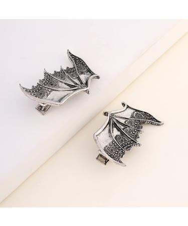 Silver Bat Halloween Hair Clips - Set of 2 Barrettes for Women and Girls - Buy Online on GoSupps.com