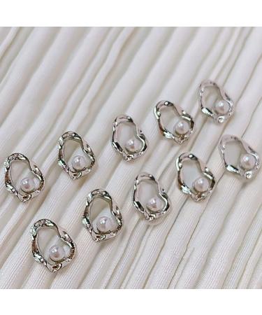 10pcs 3D Irregular Metal Frame Pearl Nail Charms for Acrylic Nails - Retro Pearls Alloy Nail Art Charms - Women Nail Supplies - Buy Online on GoSupps.com
