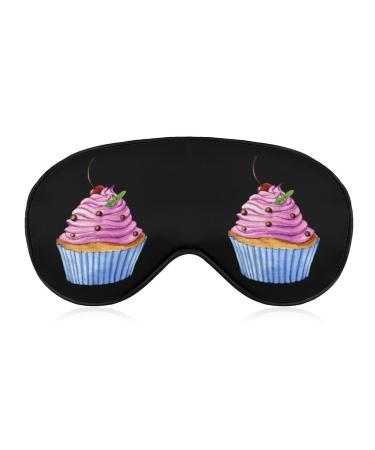 Watercoor Cupcake Sleep Mask Eye Cover for Sleeping Blindfold with Adjustable Strap Blocks Light Night Travel Nap for Men Women