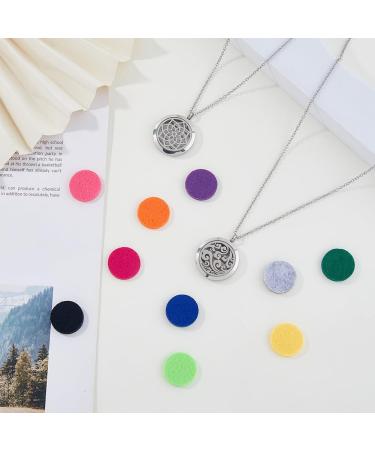 Aromatherapy Locket Pendant Necklace - 2 Sets with 24" Adjustable Chain | Lotus & Floating Cloud Essential Oil Diffuser | Women's Stainless Steel Jewelry - Buy Online on GoSupps.com