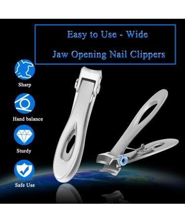 Pretty Diva Wide Jaw Toenail Clippers for Thick Nails - Stainless Steel, Heavy Duty, Extra Large & Easy Grip - Ideal for Seniors & Elderly - Silver - Buy Online on GoSupps.com