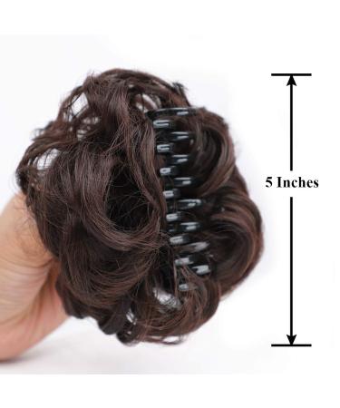DeeThens Messy Bun Hairpiece for Women - Wavy Curly Scrunchies Claw Clip in Darkest Brown - Buy Online on GoSupps.com