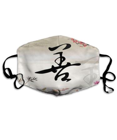 Breathable premium facial protection cover oriental writing word good -hearted women men anti -wind dust protection protection cover for skiing camping travel safety daily use