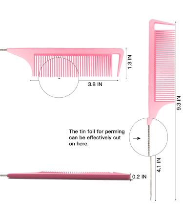 Yumflan Rat Tail Comb for Braiding Hair | Pink Nylon Hair Styling Comb with Stainless Steel Pintail | Sectioning and Parting Tool - Buy Online on GoSupps.com
