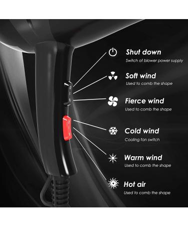 Jooayou 3000W Professional Ionic Hair Dryer with Diffuser | Fast Drying Salon Blow Dryer for Women | 2 Speed, 3 Heat Settings | Curly and Straight Hair | Black - Buy Online on GoSupps.com