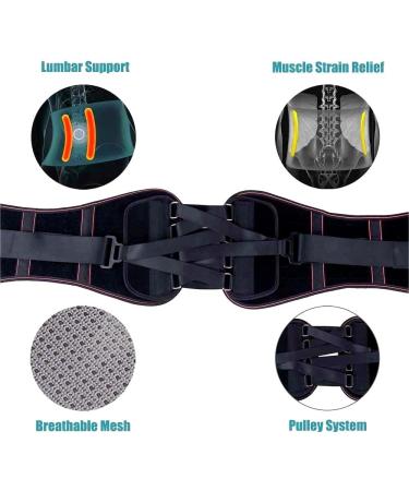 Lordosis Support Belt with Pulley System - Adjustable Lower Back Pain Relief for Men & Women | Sciatica & Herniated Disc Support (Black) - Buy Online on GoSupps.com