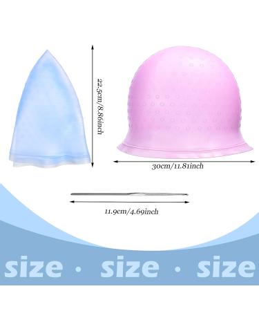 3 Pieces Reusable Silicone Hair Staining Cap for Hair Coloring - Multicolor Dye Cap with Metal Hook - Salon Quality Hairdressing Tools (Blue/White/Purple) - Buy Online on GoSupps.com