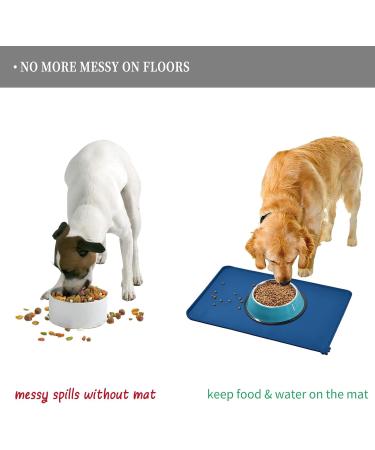 Reopet Waterproof Silicone Feed Mats for Pets | Elevated Edges for Dogs & Cats | 87x57 cm | Navy Blue - 1-Pack - Buy Online on GoSupps.com