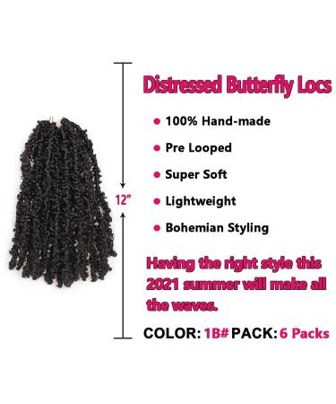 Short Butterfly Locs Crochet Hair 12 Inch 6 Packs Black Bob Style | Distressed Faux Locs Crochet Braids for Women - Buy Online on GoSupps.com