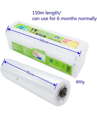 HULPPRE Cling Film Health-Friendly Food Wrap Roll with Slide Cutter Food Storage Container Keep Food Fresh Support Microwaves 492ft Length Normally Daily Use for 6 Months/Roll (492ft/with cutter) (Medium) - Buy Online on GoSupps.com