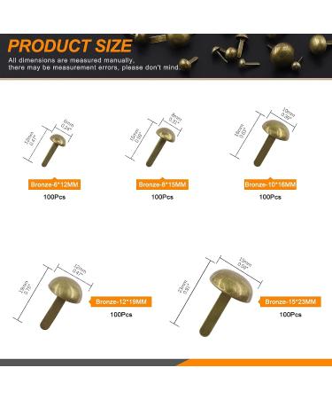 Rustark 500PCS 5 Sizes Bronze Paper Fasteners Round Brads Fasteners Assortment Kit Mushroom Head Paper Fasteners Brass Metal Brads Scrapbooking Decorative Paper Crafts School DIY Art Project Supplies - Buy Online on GoSupps.com