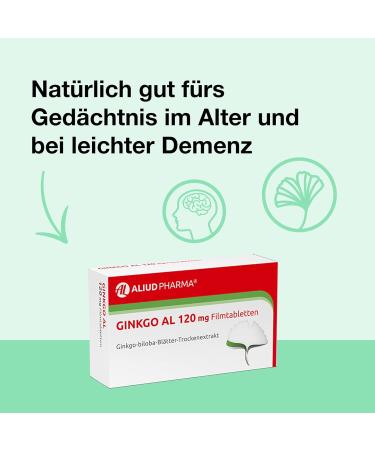 Buy ALIUD PHARMA Ginkgo AL 120 mg - 120 Film-Coated Tablets for Mild Dementia | Ginkgo Biloba Extract - International Shipping Available - Buy Online on GoSupps.com