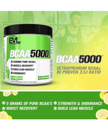 EVLution Nutrition BCAA5000 Lemon Lime - 9.10 oz (258 g) | Premium Amino Acids for Muscle Recovery - Buy Online on GoSupps.com