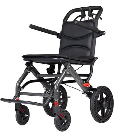Folding Transport Wheelchair Ultralight Portable Travel Wheelchairs with Handbrake Aluminum Alloy Lightweight Wheelchair Trolleys for Elderly and Children