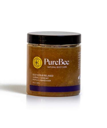 Lavender body peeling with beeswax propolis & honey |"Hi I'm relaxed!"|2-in-1 Body Scrub: Cleaning + Body Lotion |Handmade in Baden-W rttemberg |Purebee (lavender 250g crucible) lavender 250 g (1 Pack)