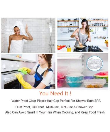 100 Pack Disposable Shower Caps - Waterproof Hair Processing Caps for Women, Men, Girls - Multi-Use Clear Transparent Caps by MrSunix - Buy Online on GoSupps.com