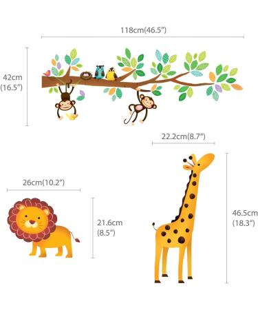 DECOWALL DW-1402 Little Monkeys Tree and Animals Height Chart Kids Wall Stickers Wall Decals Peel and Stick Removable Wall Stickers for Kids Nursery Bedroom Living Room Animal Height Chart - Buy Online on GoSupps.com