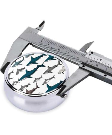 Buy Sharks Nautical Round Pill Box - 3 Compartment Mini Decorative Travel Organizer for Vitamins & Medicine - Buy Online on GoSupps.com