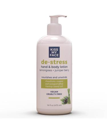Kiss My Face De-Stress Hand & Body Lotion - Lemongrass & Juniper Berry - 16 Fl Oz.