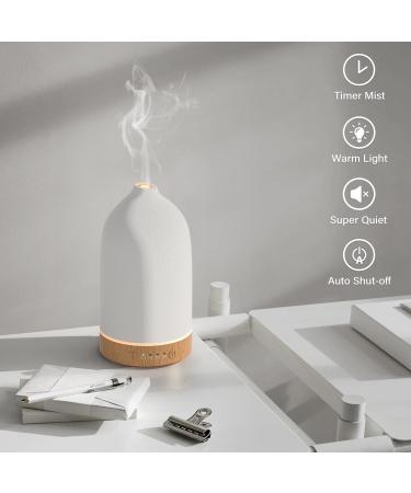 Salubrito Ceramic Aroma Diffuser | White Essential Oil & Ultrasonic Humidifier | BPA-Free Aromatherapy Diffuser | Automatic Shut Off | 100ml - Buy Online on GoSupps.com