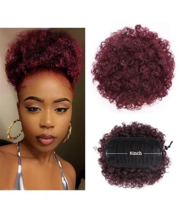 Afro Puff Drawstring Ponytail for Black Women High Puff Drawstring Short Ponytail Bun Afro Kinky Curly Ponytail Hairpieces with Clip In (1BTBUG#)