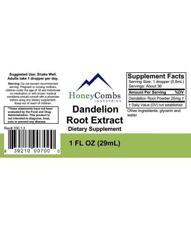 HoneyCombs Industries 16oz. Dandelion Root Supports Liver Health Blood Cleansing and More Alcohol-Free Liquid Extract - Buy Online on GoSupps.com