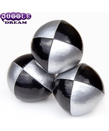 Juggle Dream 3x Pro Thud Juggling Balls Set - Professional Silver/Black Balls with Free Online Learning Video for Beginners & Experts - Buy Online on GoSupps.com