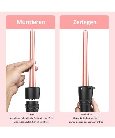 Mocemtry 5-in-1 Curling Iron Set - Ceramic Hair Curler with Attachments 9-38mm Gold - Perfect Curls & Waves - Buy Online on GoSupps.com