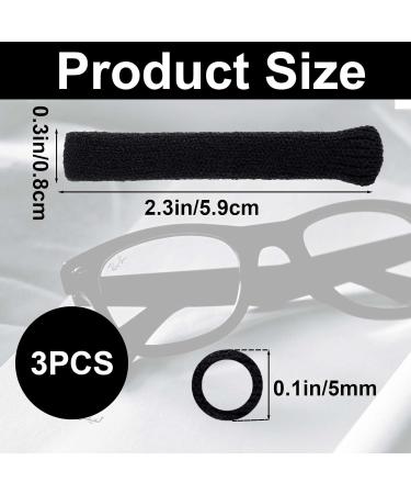 NHGAA 3 Pairs of Soft Elastic Knitted Cotton Glasses Ear Pads - Comfort Accessories for Sunglasses & Reading Glasses (Black) - Buy Online on GoSupps.com