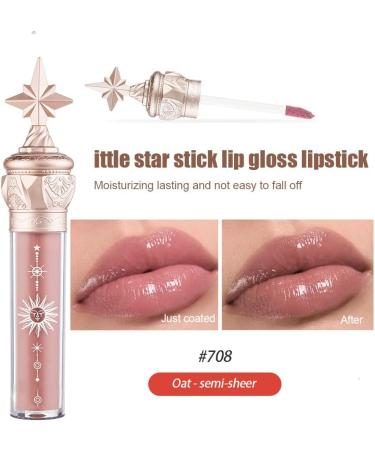 Mirror Gloss Lip Stain - Moisturizing Nude Lipstick with Plumping Effect (Oat-Semi-Sheer 708) - Buy Online on GoSupps.com