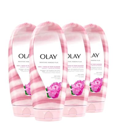 Olay Moisture Ribbons Plus Shea + Notes of Peony Blossom Body Wash 18 fl oz (Pack of 4) - Buy Online on GoSupps.com