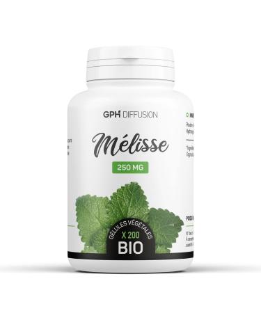 Lemon Balm Organic 250 mg - 200 Vegetable Capsules