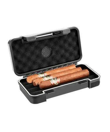 Travel Cigar Humidor Case with Humidifier Portable Cigar Humidor for 3-5 Cigars Waterproof Airtight Durable and Crushproof Cigar Box Gift for Men 3 cigars