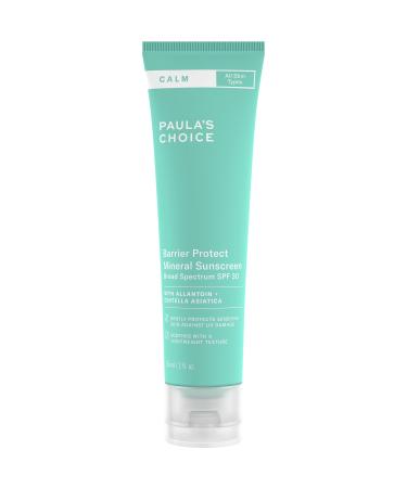 Paula s Choice CALM Barrier Protect Mineral Moisturizer Sunscreen SPF 30 for Sensitive Skin Soothes Redness Suitable for Rosacea-Prone & Eczema-Prone Skin Fragrance-Free & Paraben-Free 2 Fl Oz