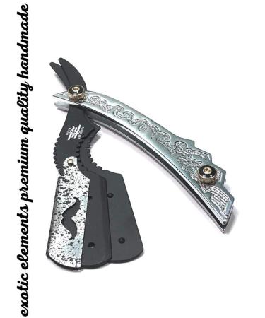 Premium Special Edition Silver Unisex Straight Edge Folding Razor Knife - International Shipping Available - Buy Online on GoSupps.com