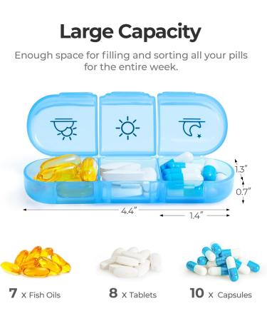AUVON Weekly Pill Organizer - Large 7-Day Pill Box with PU Leather Travel Bag 3 Times a Day Medication Reminder for Vitamins & Supplements - Brown - Buy Online on GoSupps.com