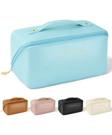 Large Capacity Premium PU Travel Cosmetic Bag - Waterproof & Portable Organizer for Women - Blue - Buy Online on GoSupps.com