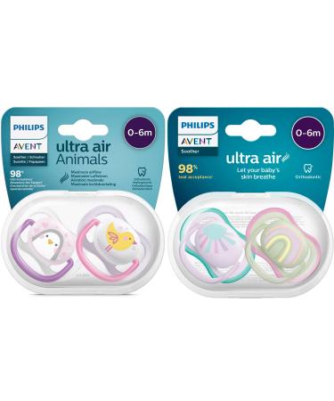 Philips Avent Ultra Air pacifiers for babies from 0-6 months 4 pieces including transport and sterilization box - Buy Online on GoSupps.com