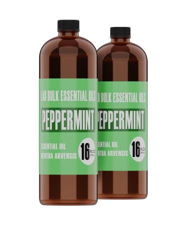 Lab Bulks Peppermint Essential Oil - 16 Ounce Bottle - 2 Pack