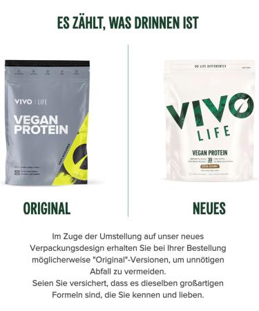 Vivo Life Vegan Protein Powder - 21g Plant-Based Protein per Serving - 900g (30 Portions) with Himalayan Salt - Vanilla Flavor - Buy Online on GoSupps.com