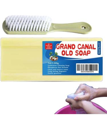 Underwear Cleaning Soap with Brush 200g Grand Canal Soap Powerful Cleaning Soap Bar Stain Remover Long-Lasting Fragrance Cleaning Soap Bar to Remove Stains from Clothing 200g+ Brush - Buy Online on GoSupps.com