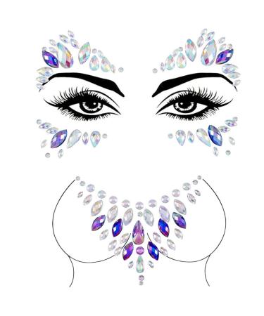 Chicque Rhinestone Face Gems & Chest Jewels - 2PCS Set for Women and Girls | Festival Party Body Jewelry - Buy Online on GoSupps.com