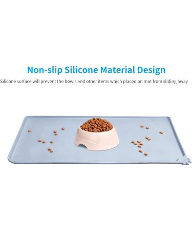 Audwud Silicone Waterproof Pet Feeding Mat - Anti-Slip Dog & Cat Bowl Mat 53x38 cm Ice Blue - Buy Online on GoSupps.com